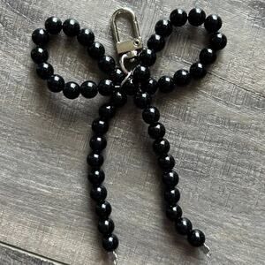 Beaded Bow Purse Charm Black